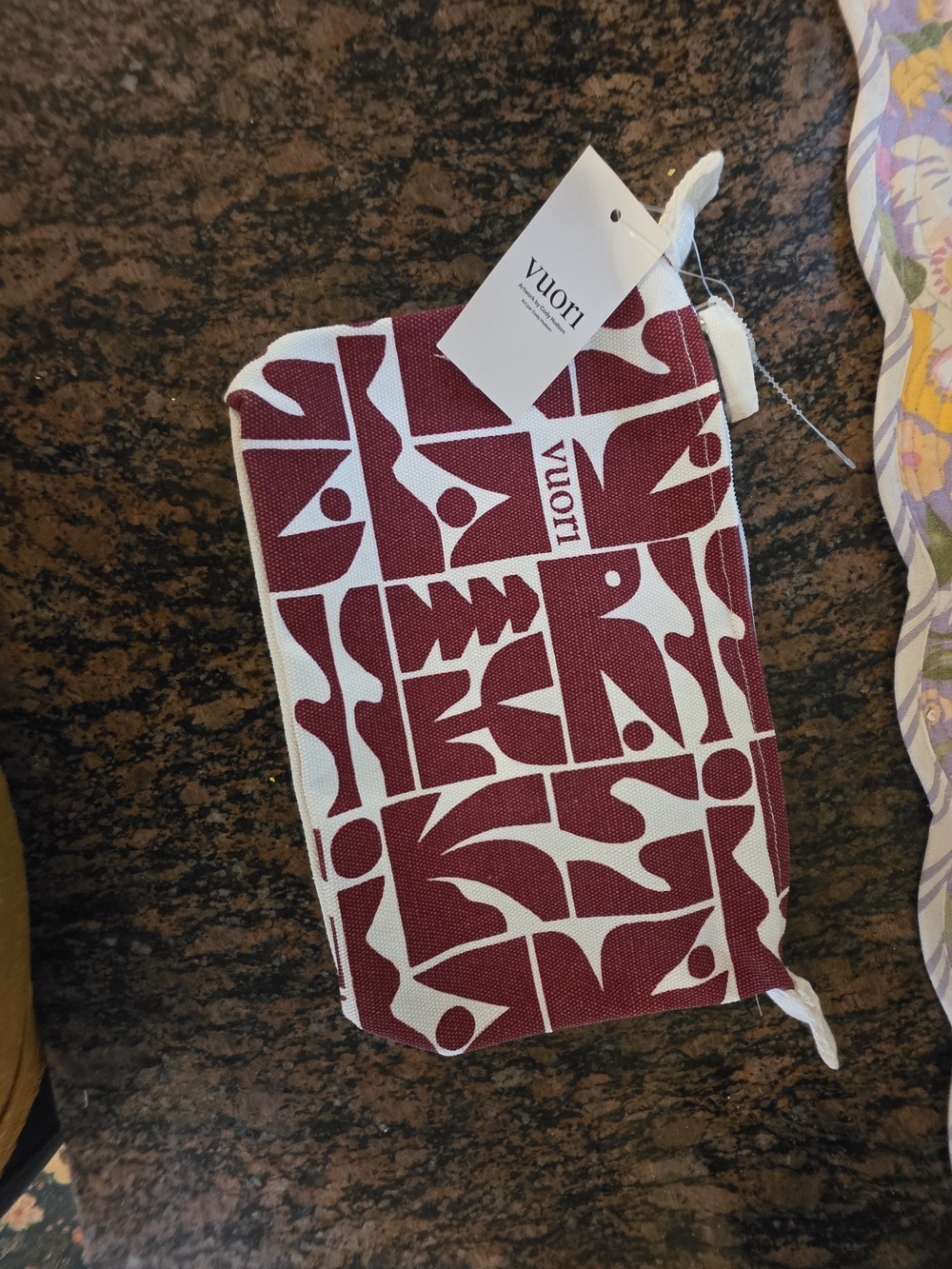 Vuori Maroon & White Graphic Canvas Pouch